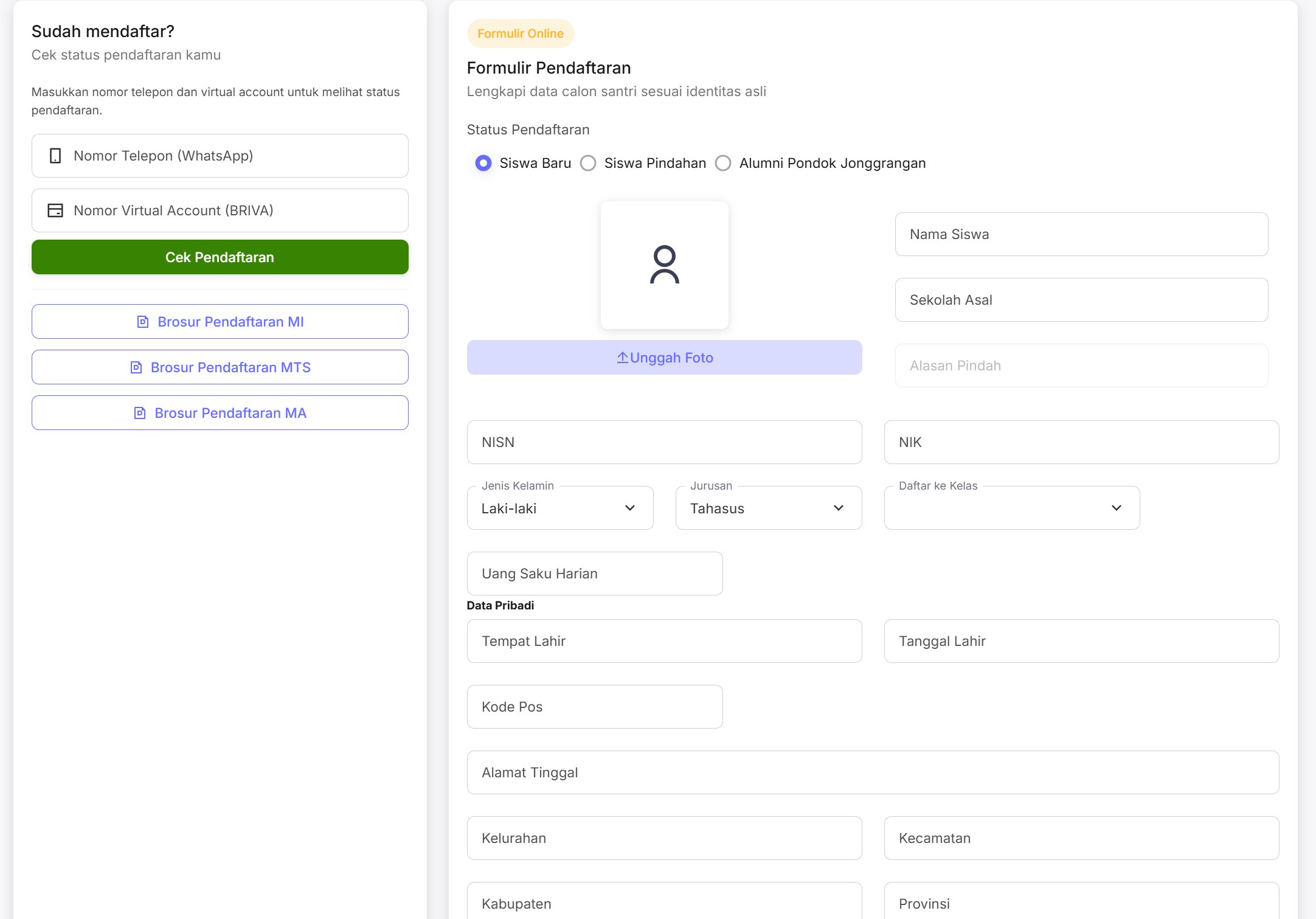 Formulir pendaftaran PSB Online OtoPondok